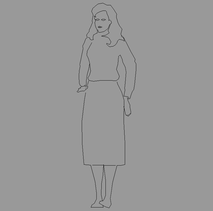Bloque Autocad Vista de Mujer 03 Bibliot. 2D-3D en Alzado
